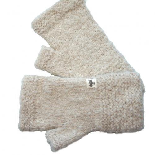 Alpaka Fingerless Handschuhe Beige