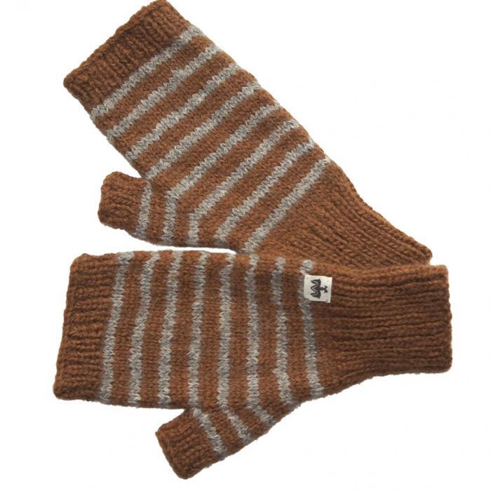 Alpaka Fingerless Handschuhe Braun Grau