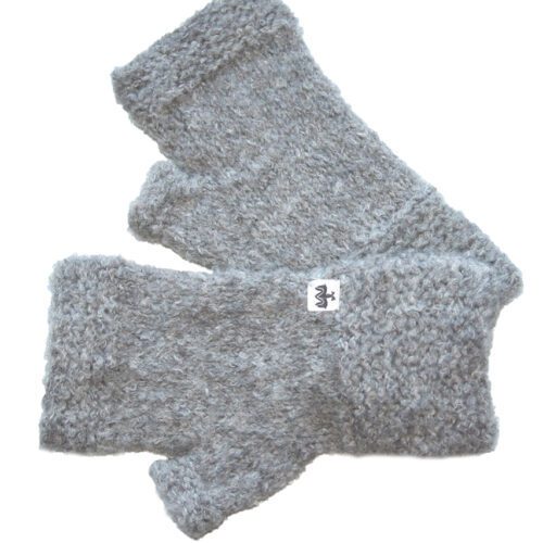 Alpaka Fingerless Handschuhe Hellgrau